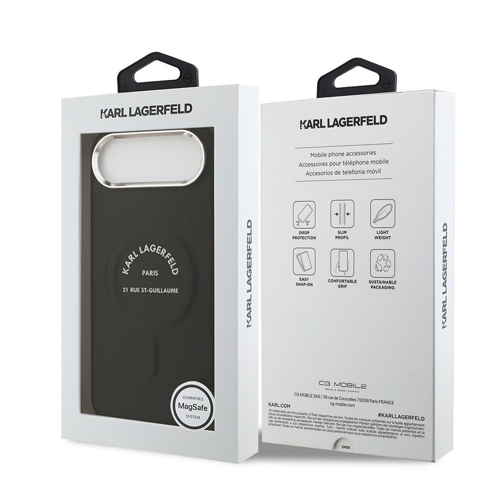iPhone 17 Air Kılıf Karl Lagerfeld Orijinal Lisanslı M-safe Şarj Özellikli Metal Kamera ve Buton Tasarımlı Paris RSG PU Deri Kılıf