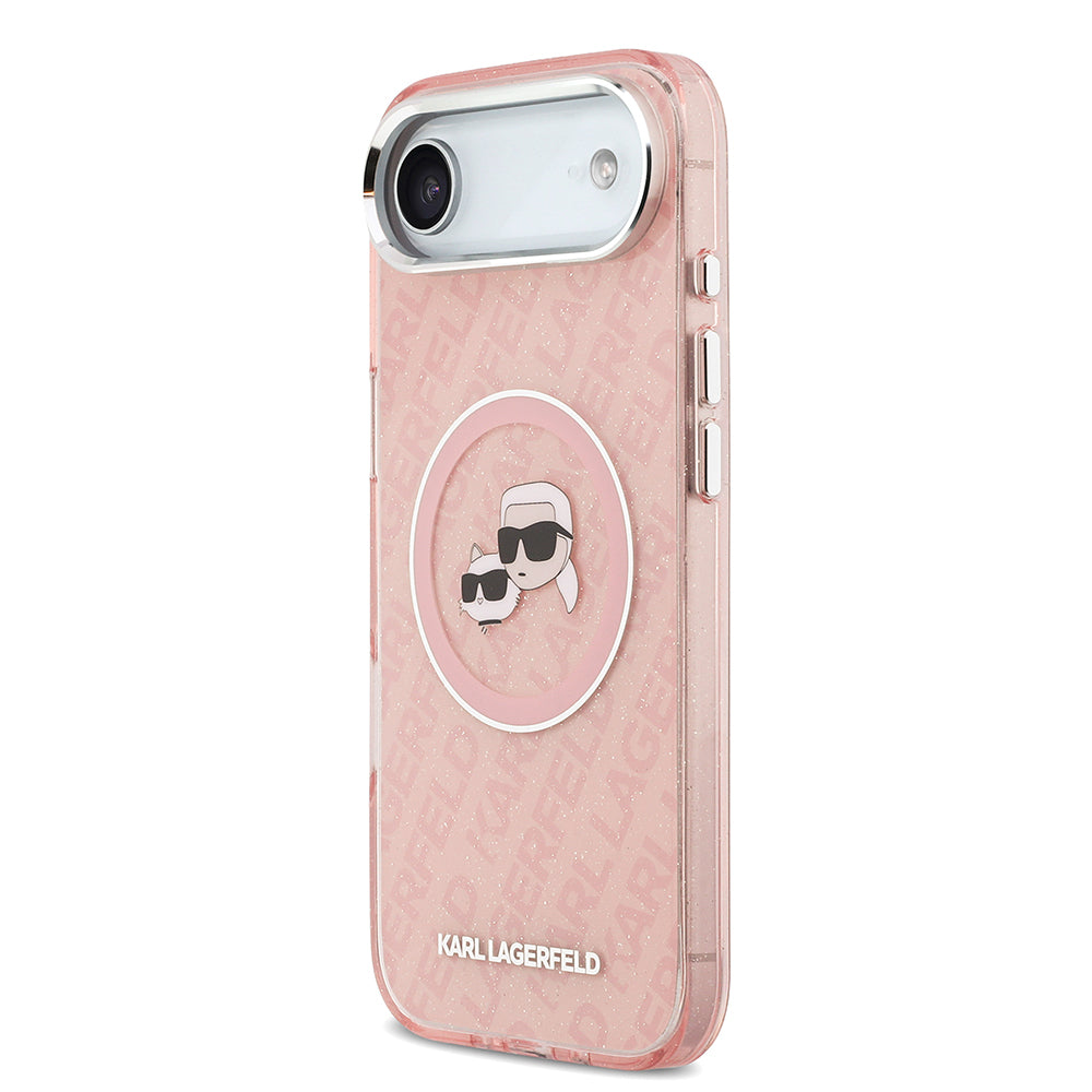 iPhone 17 Air Kılıf Karl Lagerfeld Orijinal Lisanslı Parlayan Simli Karl & Choupette Heads Kılıf