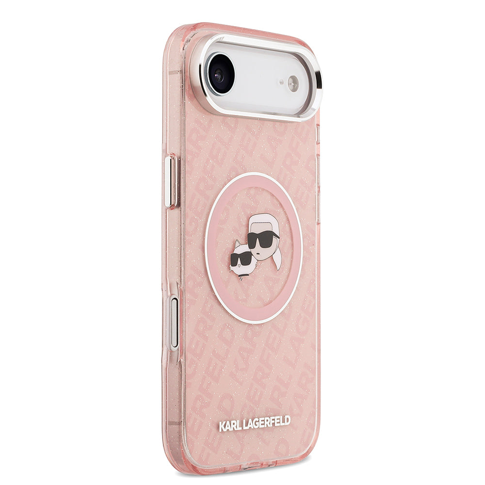 iPhone 17 Air Kılıf Karl Lagerfeld Orijinal Lisanslı Parlayan Simli Karl & Choupette Heads Kılıf