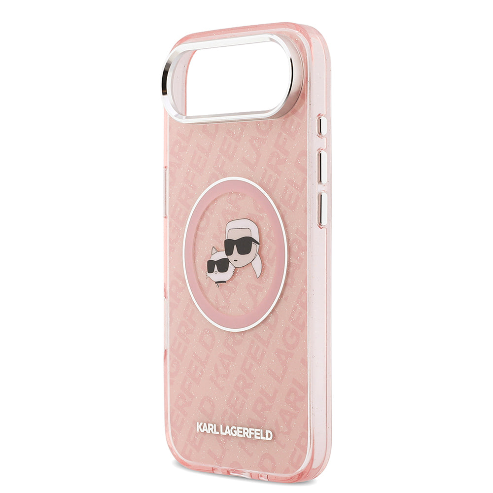 iPhone 17 Air Kılıf Karl Lagerfeld Orijinal Lisanslı Parlayan Simli Karl & Choupette Heads Kılıf