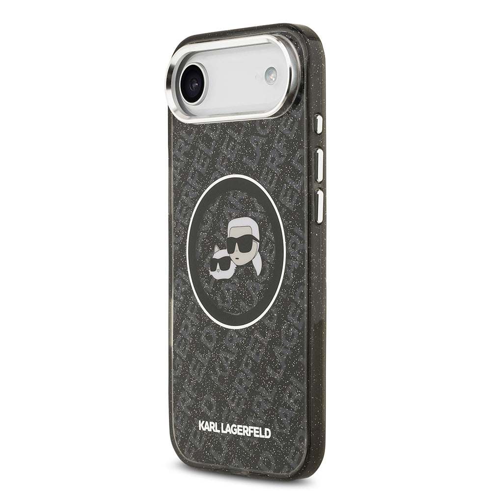 iPhone 17 Air Kılıf Karl Lagerfeld Orijinal Lisanslı Parlayan Simli Karl & Choupette Heads Kılıf
