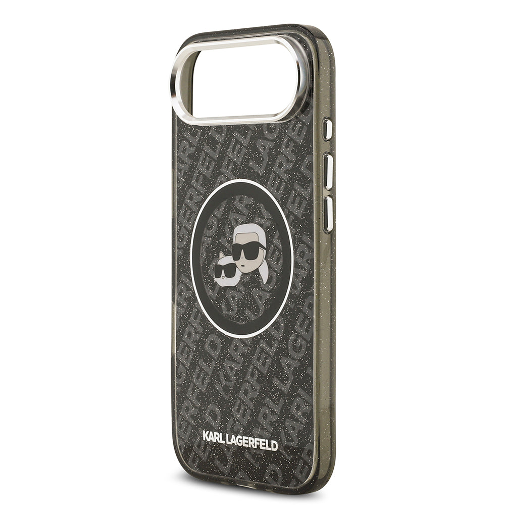 iPhone 17 Air Kılıf Karl Lagerfeld Orijinal Lisanslı Parlayan Simli Karl & Choupette Heads Kılıf