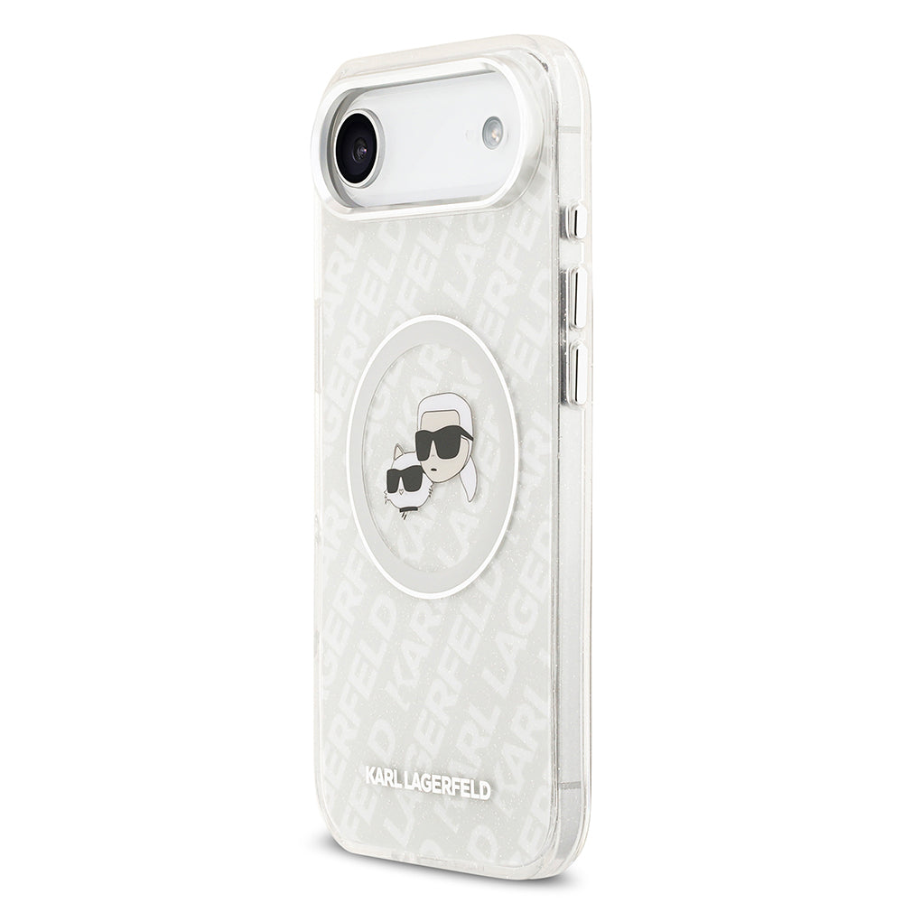 iPhone 17 Air Kılıf Karl Lagerfeld Orijinal Lisanslı Parlayan Simli Karl & Choupette Heads Kılıf