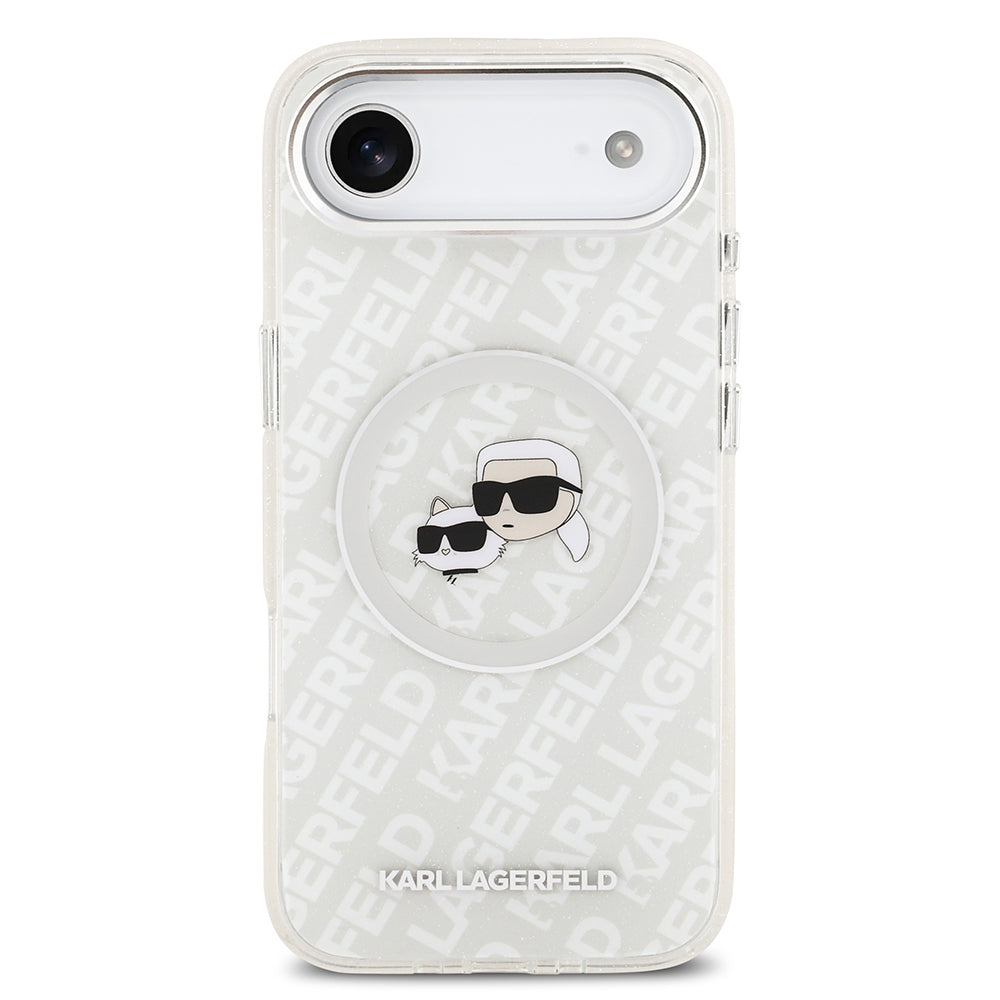 iPhone 17 Air Kılıf Karl Lagerfeld Orijinal Lisanslı Parlayan Simli Karl & Choupette Heads Kılıf