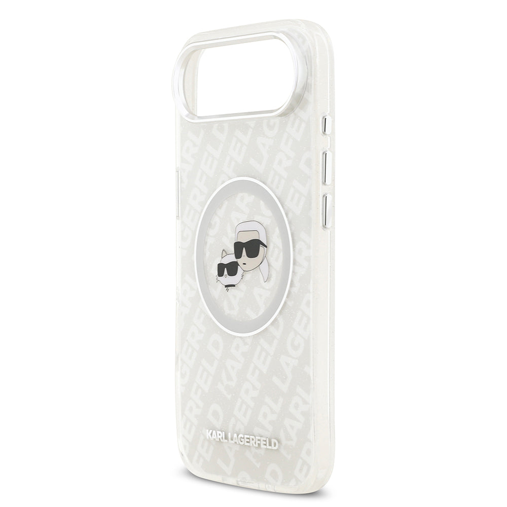 iPhone 17 Air Kılıf Karl Lagerfeld Orijinal Lisanslı Parlayan Simli Karl & Choupette Heads Kılıf