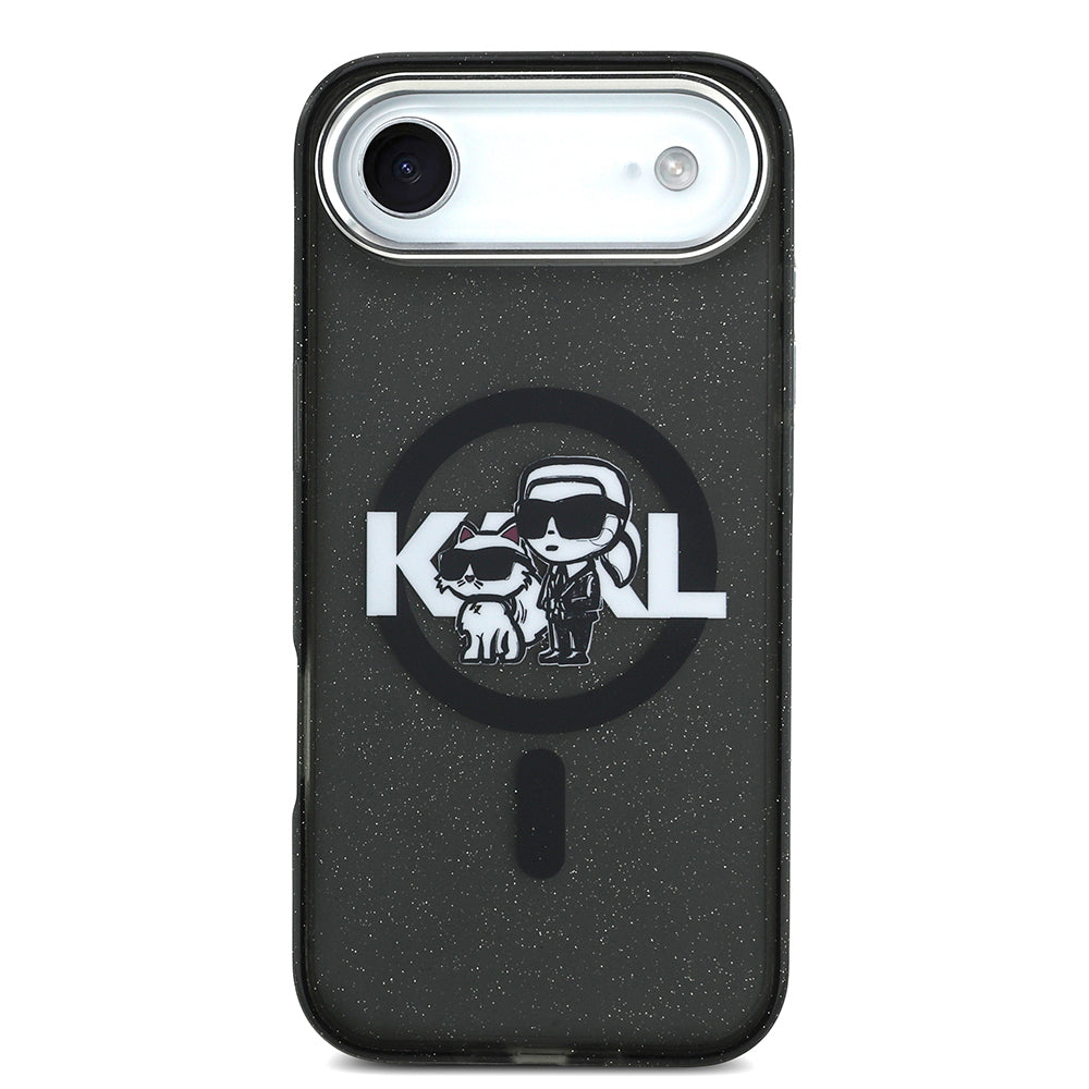 iPhone 17 Air Kılıf Karl Lagerfeld Orijinal Lisanslı Parlayan Simli Karl & Choupette Sketch Logo Kılıf