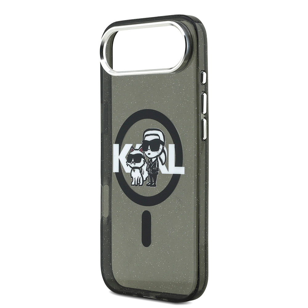 iPhone 17 Air Kılıf Karl Lagerfeld Orijinal Lisanslı Parlayan Simli Karl & Choupette Sketch Logo Kılıf