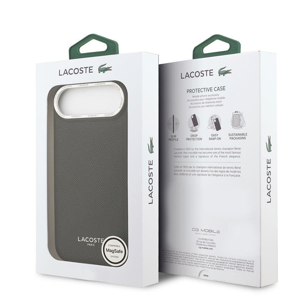 iPhone 17 Air Kılıf Lacoste Orijinal Lisanslı M-safe Şarj Özellikli Champs Elysees PU Deri Tasarımlı Kılıf