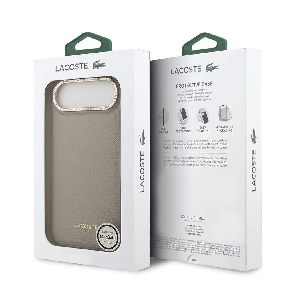 iPhone 17 Air Kılıf Lacoste Orijinal Lisanslı M-safe Şarj Özellikli Champs Elysees PU Deri Tasarımlı Kılıf