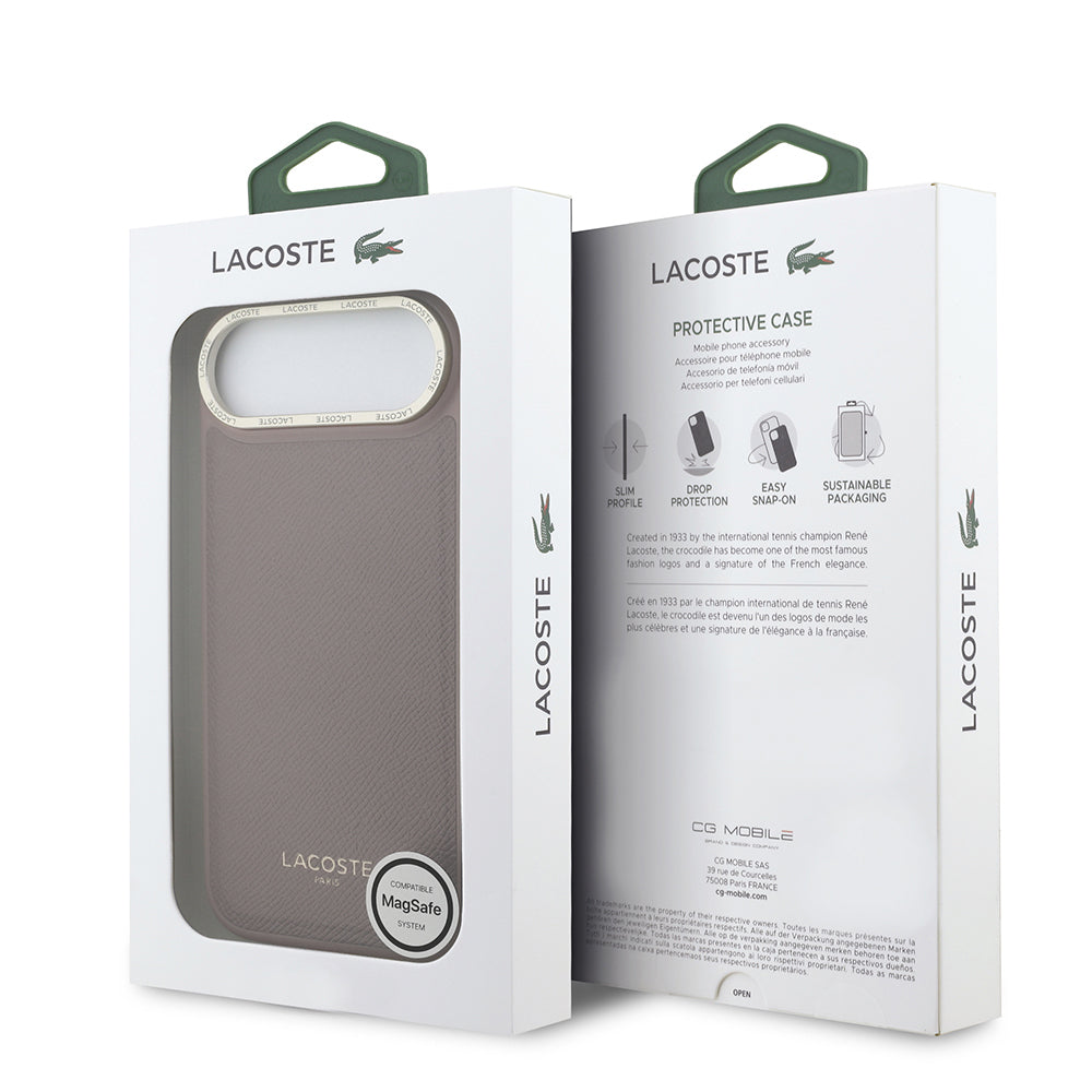 iPhone 17 Air Kılıf Lacoste Orijinal Lisanslı M-safe Şarj Özellikli Champs Elysees PU Deri Tasarımlı Kılıf