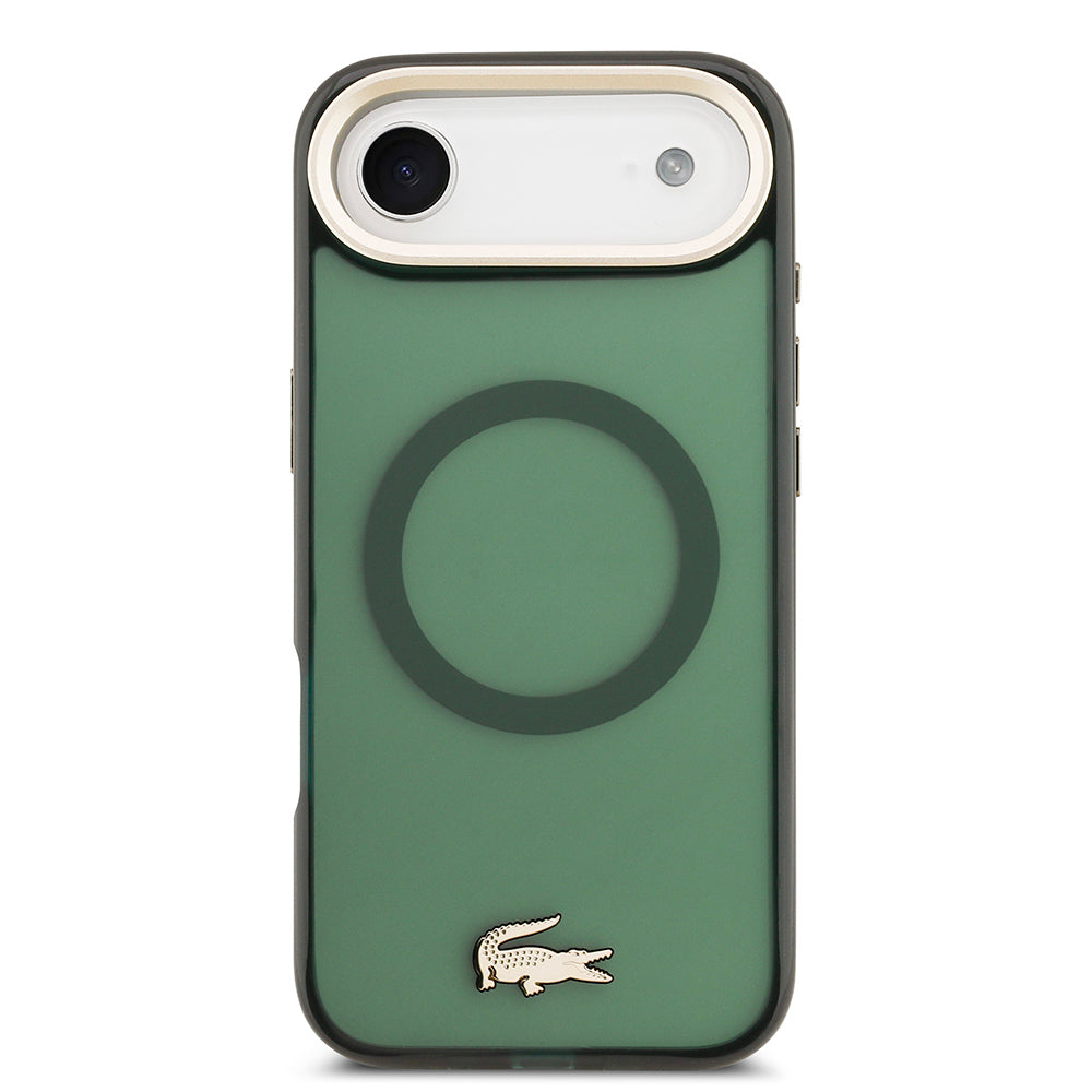 iPhone 17 Air Kılıf Lacoste Orijinal Lisanslı M-safe Şarj Özellikli Gold Timsah Logolu Buzlu Kılıf