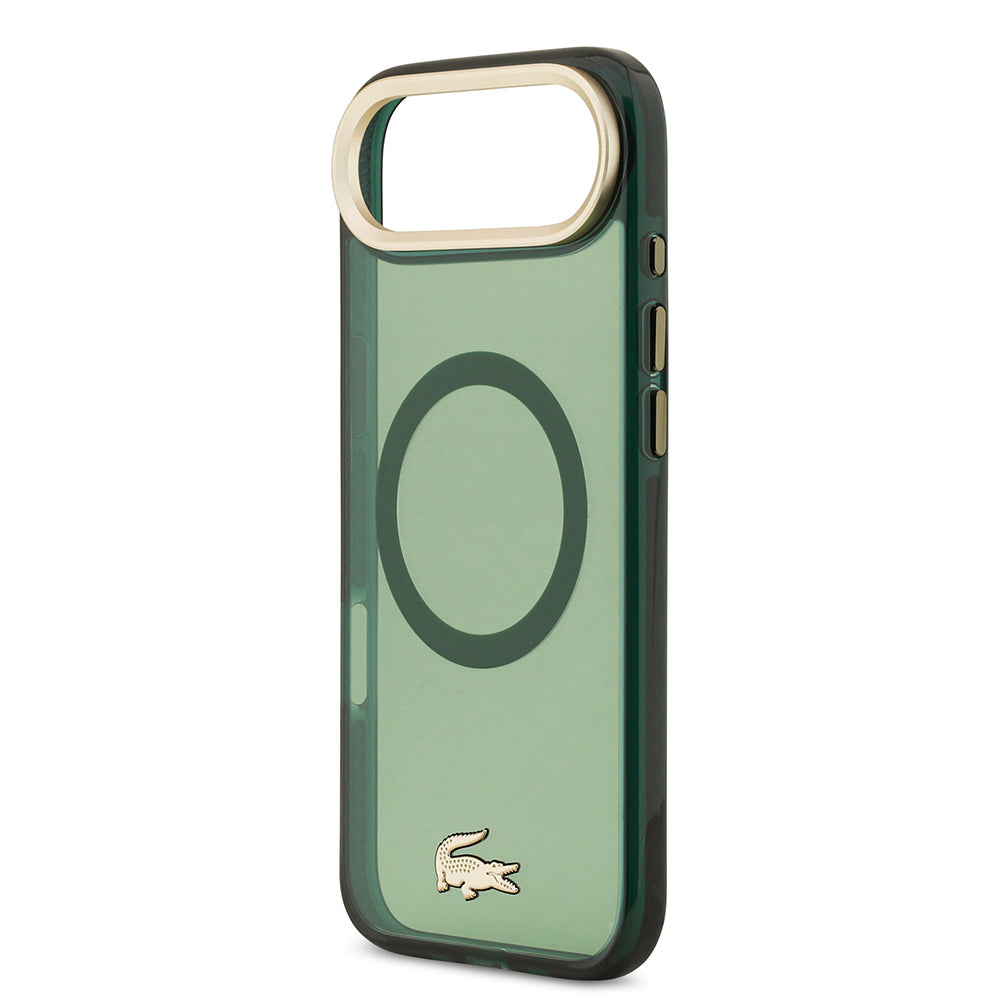 iPhone 17 Air Kılıf Lacoste Orijinal Lisanslı M-safe Şarj Özellikli Gold Timsah Logolu Buzlu Kılıf
