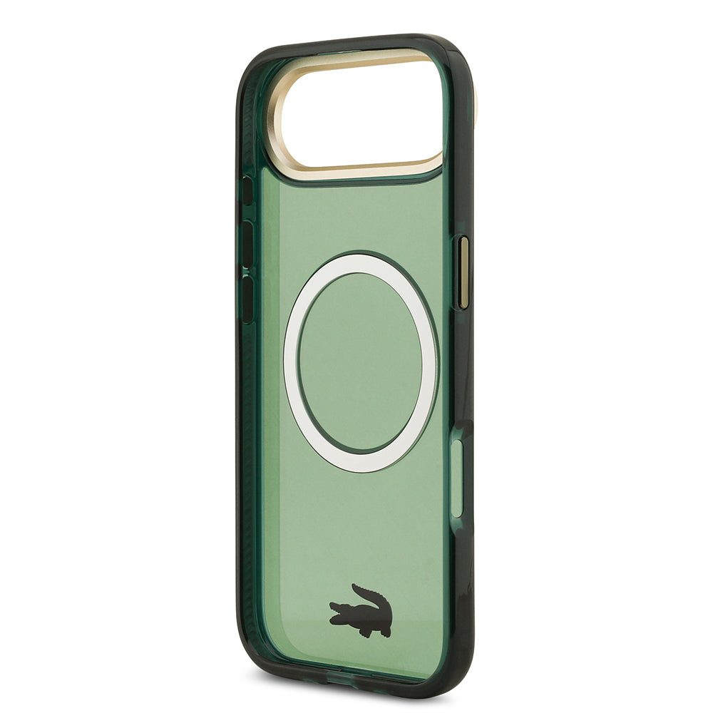 iPhone 17 Air Kılıf Lacoste Orijinal Lisanslı M-safe Şarj Özellikli Gold Timsah Logolu Buzlu Kılıf