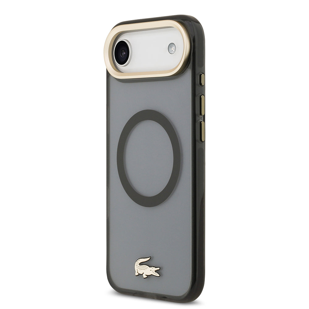 iPhone 17 Air Kılıf Lacoste Orijinal Lisanslı M-safe Şarj Özellikli Gold Timsah Logolu Buzlu Kılıf