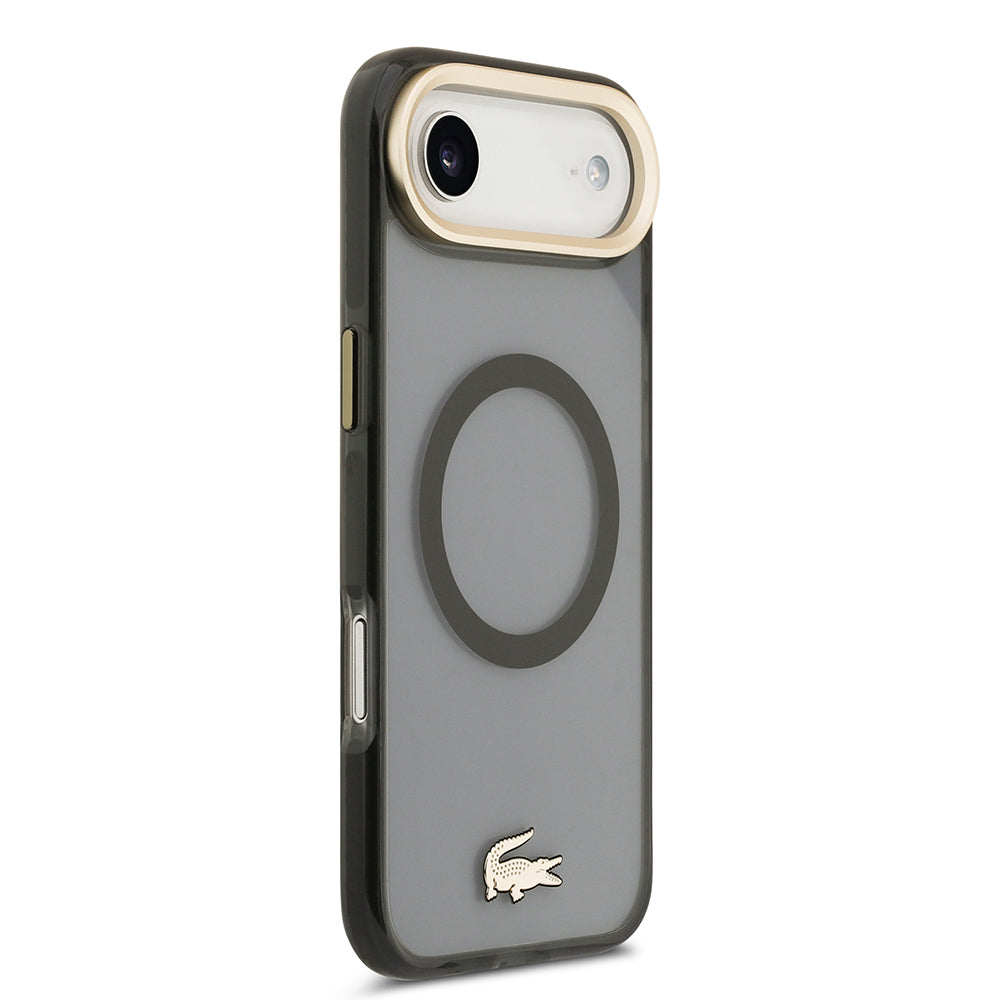 iPhone 17 Air Kılıf Lacoste Orijinal Lisanslı M-safe Şarj Özellikli Gold Timsah Logolu Buzlu Kılıf