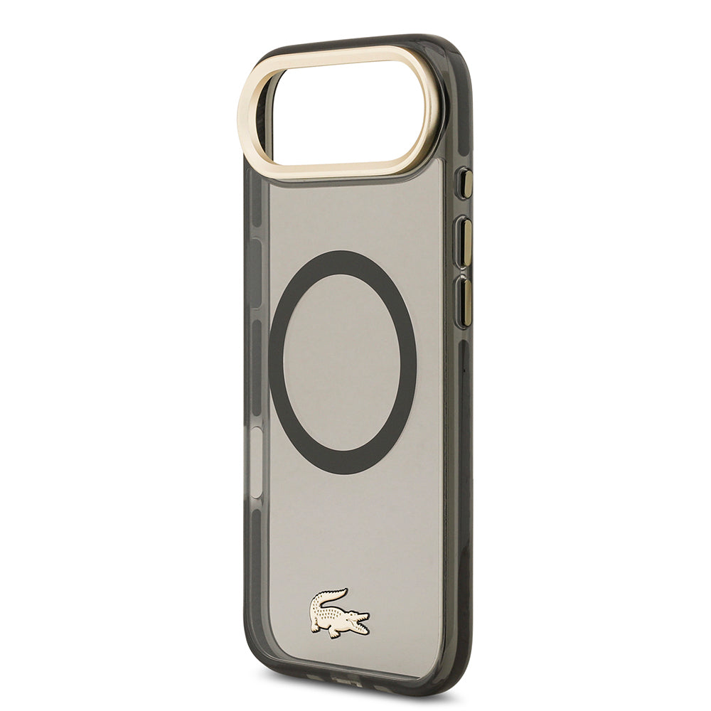 iPhone 17 Air Kılıf Lacoste Orijinal Lisanslı M-safe Şarj Özellikli Gold Timsah Logolu Buzlu Kılıf