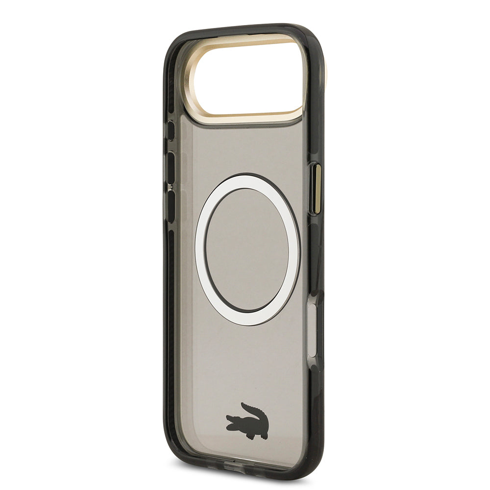 iPhone 17 Air Kılıf Lacoste Orijinal Lisanslı M-safe Şarj Özellikli Gold Timsah Logolu Buzlu Kılıf