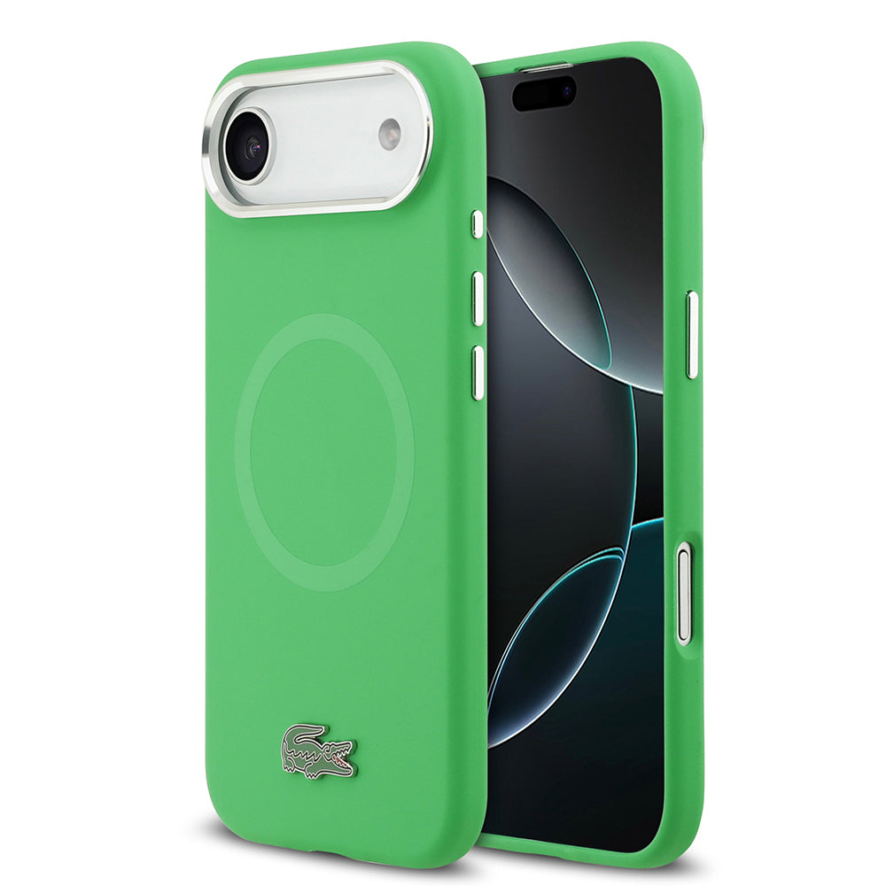 iPhone 17 Air Kılıf Lacoste Orijinal Lisanslı M-safe Şarj Özellikli İkonik Logolu Metal Kamera Çerçeveli Silikon Kılıf