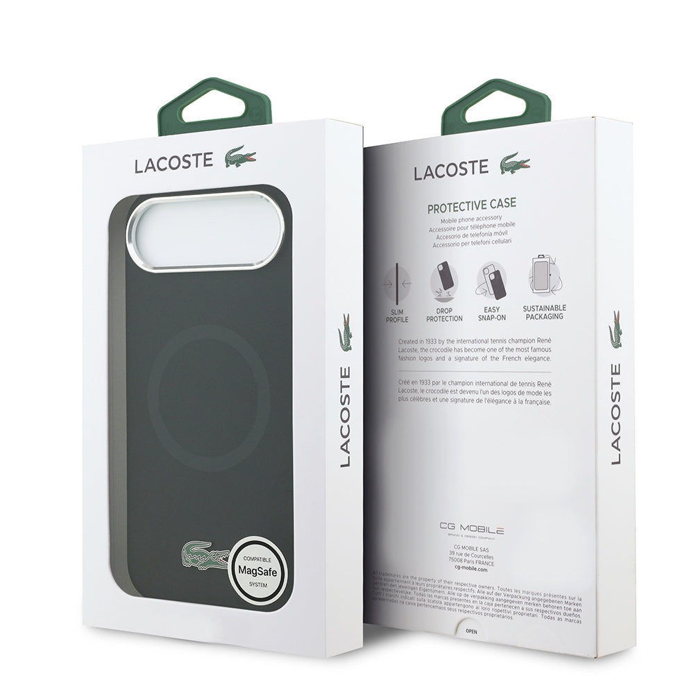iPhone 17 Air Kılıf Lacoste Orijinal Lisanslı M-safe Şarj Özellikli İkonik Logolu Metal Kamera Çerçeveli Silikon Kılıf