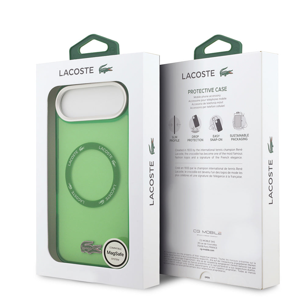 iPhone 17 Air Kılıf Lacoste Orijinal Lisanslı M-safe Şarj Özellikli İkonik Timsah Logolu Buzlu Kılıf