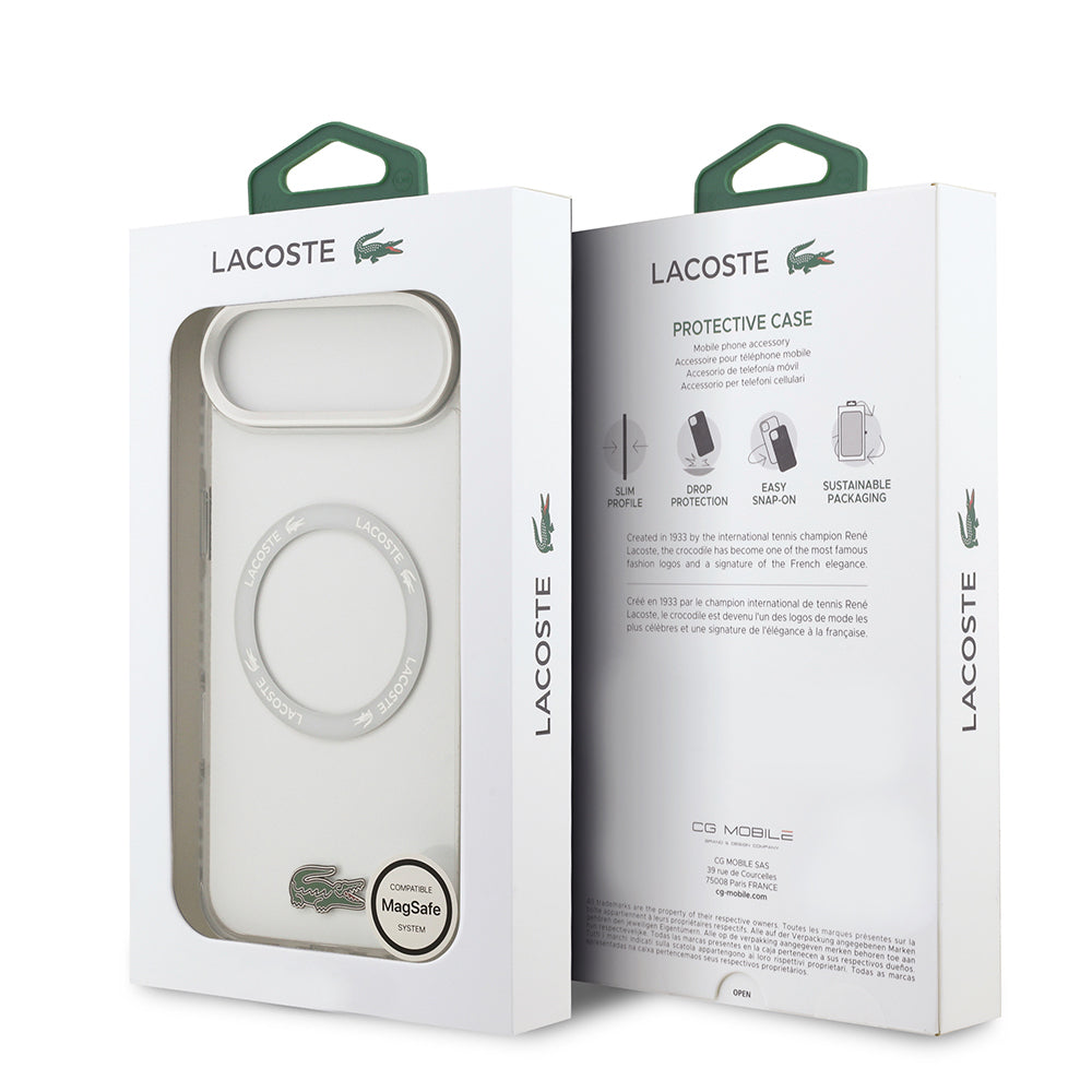 iPhone 17 Air Kılıf Lacoste Orijinal Lisanslı M-safe Şarj Özellikli İkonik Timsah Logolu Buzlu Kılıf