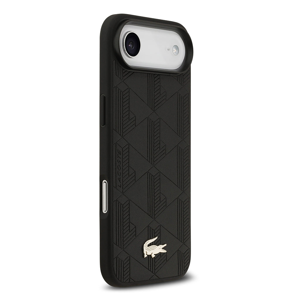 iPhone 17 Air Kılıf Lacoste Orijinal Lisanslı M-safe Şarj Özellikli PU Deri Tasarımlı Karışık Monogram Desenli Kılıf