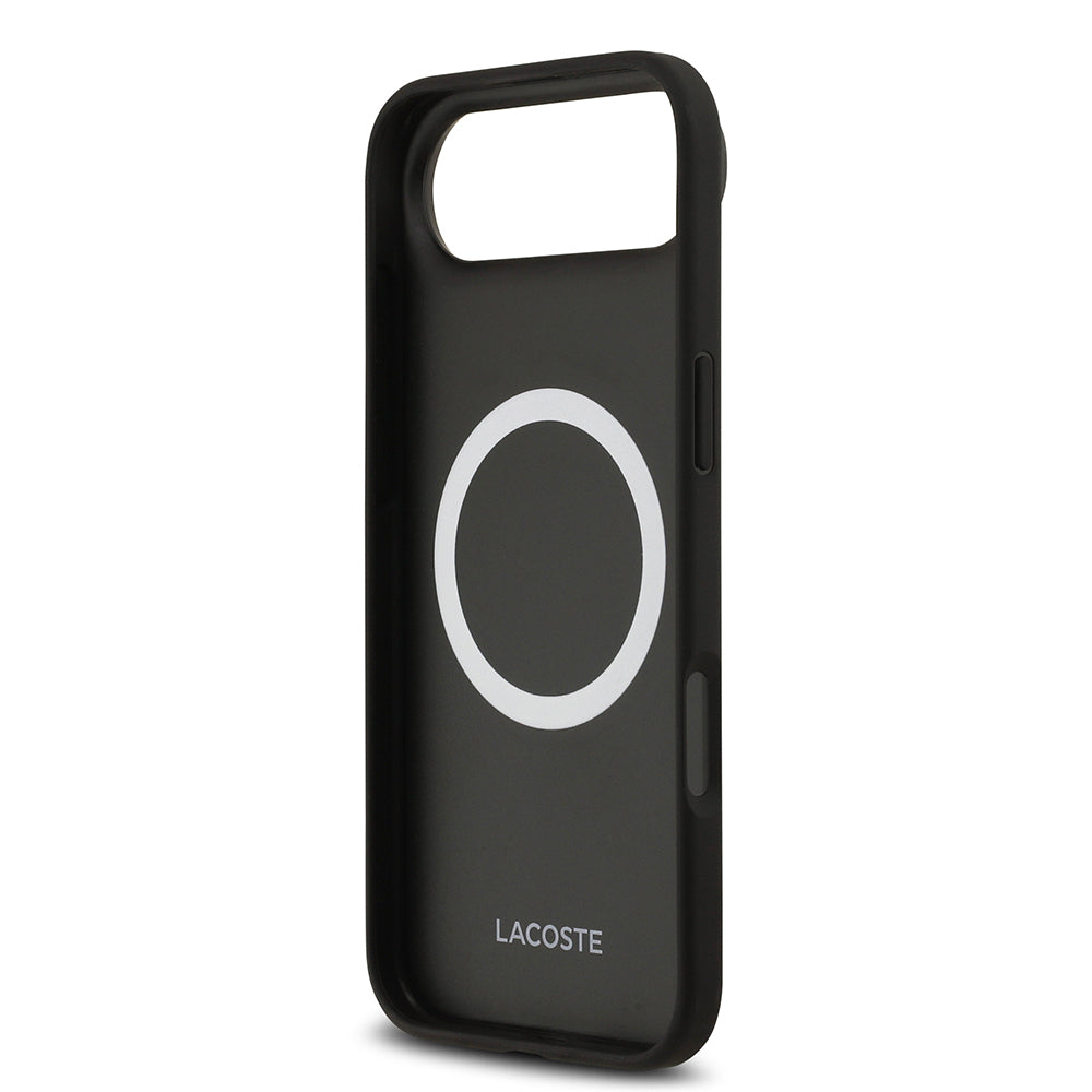 iPhone 17 Air Kılıf Lacoste Orijinal Lisanslı M-safe Şarj Özellikli PU Deri Tasarımlı Karışık Monogram Desenli Kılıf