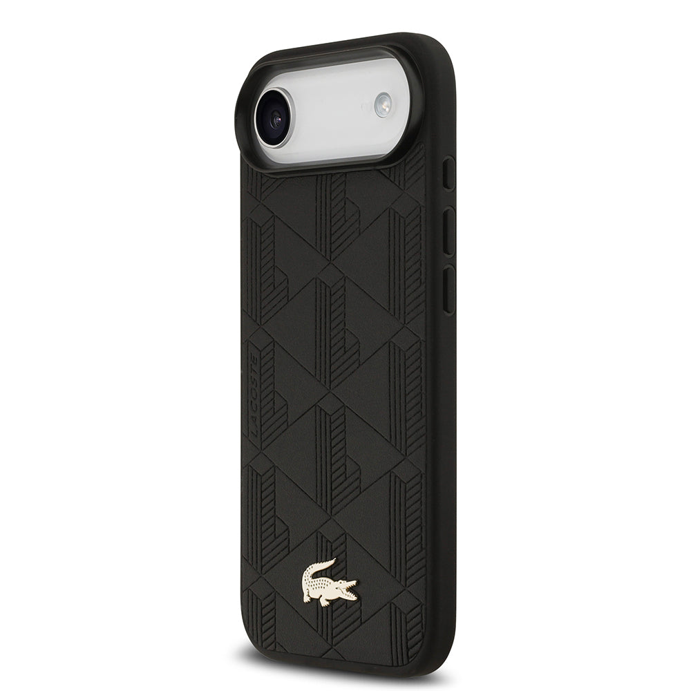 iPhone 17 Air Kılıf Lacoste Orijinal Lisanslı M-safe Şarj Özellikli PU Deri Tasarımlı Karışık Monogram Desenli Kılıf