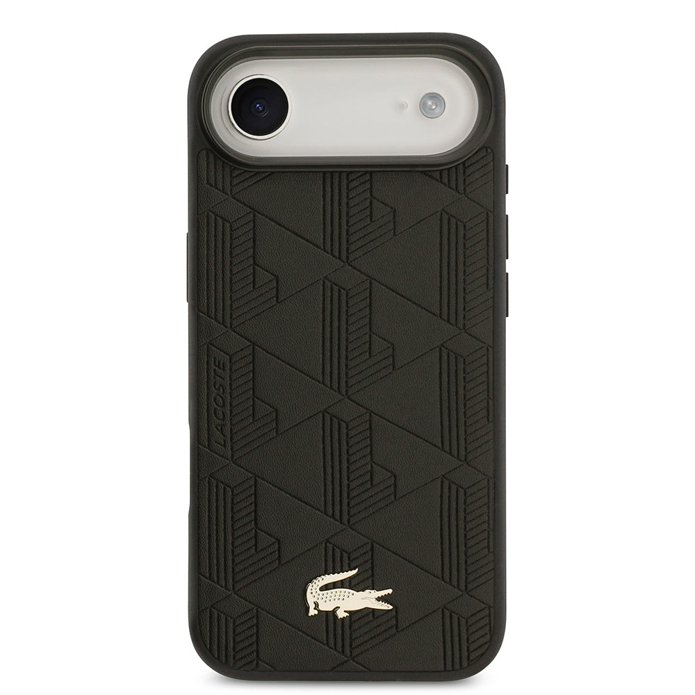iPhone 17 Air Kılıf Lacoste Orijinal Lisanslı M-safe Şarj Özellikli PU Deri Tasarımlı Karışık Monogram Desenli Kılıf