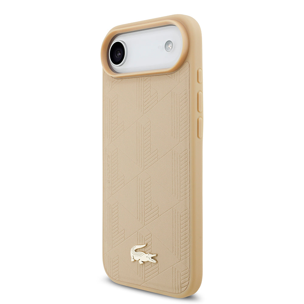 iPhone 17 Air Kılıf Lacoste Orijinal Lisanslı M-safe Şarj Özellikli PU Deri Tasarımlı Karışık Monogram Desenli Kılıf