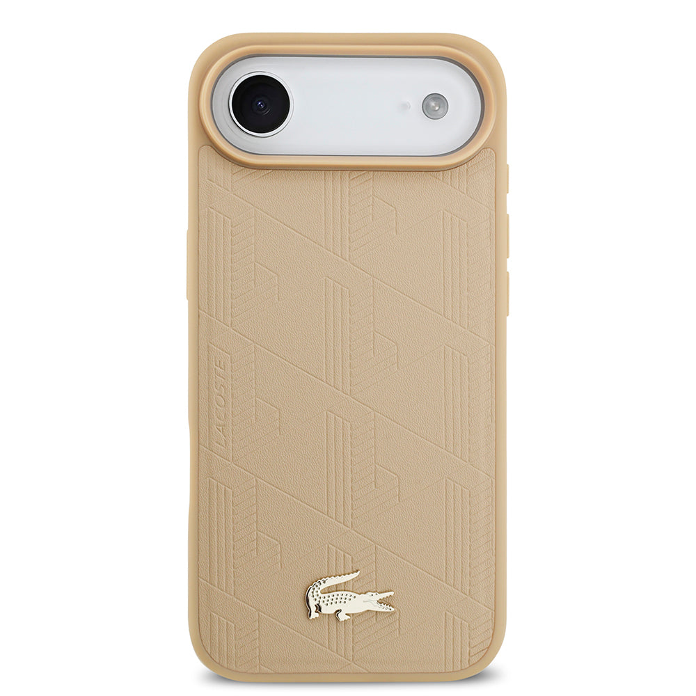 iPhone 17 Air Kılıf Lacoste Orijinal Lisanslı M-safe Şarj Özellikli PU Deri Tasarımlı Karışık Monogram Desenli Kılıf