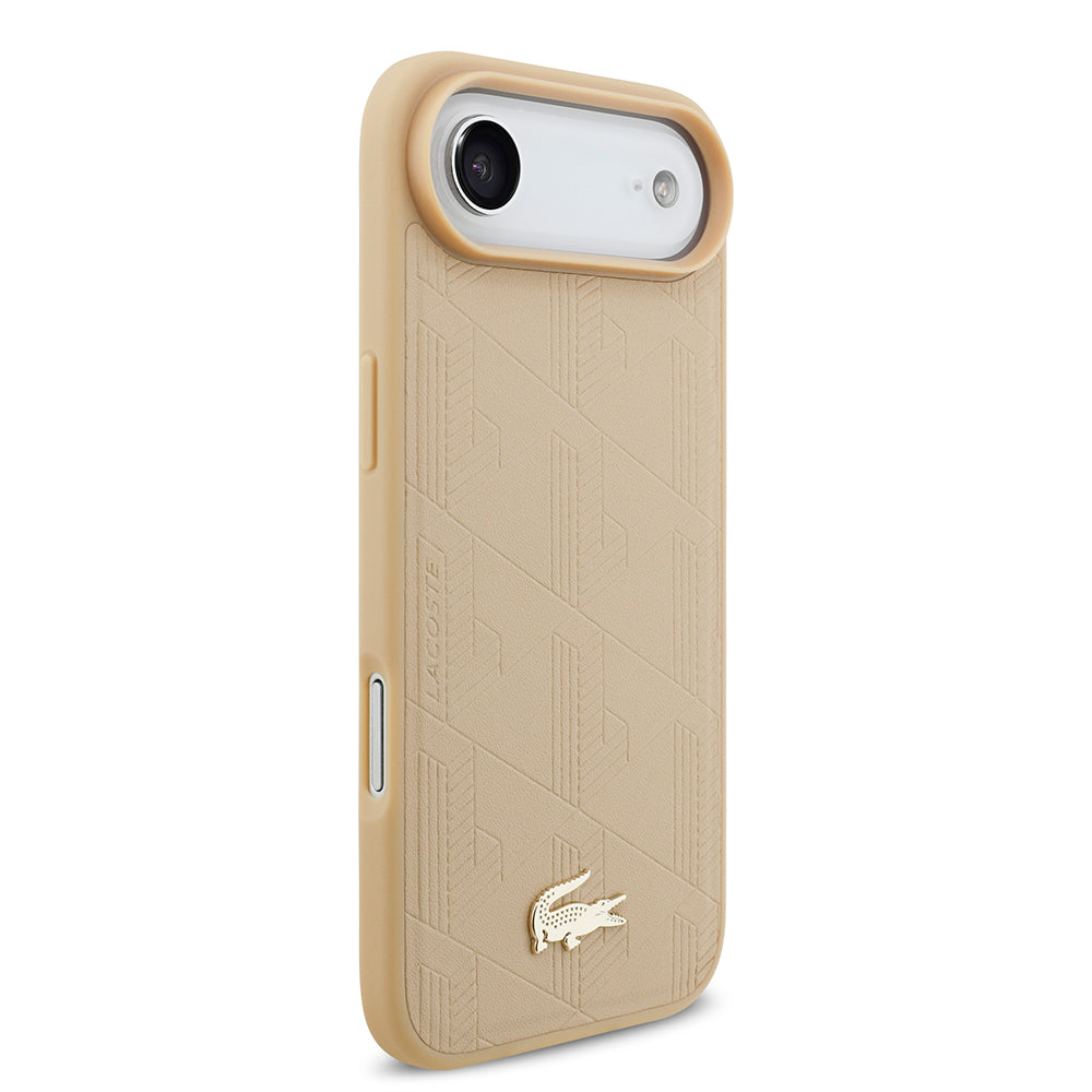 iPhone 17 Air Kılıf Lacoste Orijinal Lisanslı M-safe Şarj Özellikli PU Deri Tasarımlı Karışık Monogram Desenli Kılıf