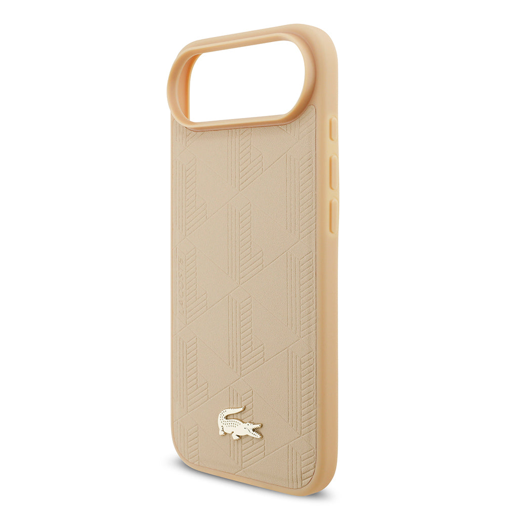 iPhone 17 Air Kılıf Lacoste Orijinal Lisanslı M-safe Şarj Özellikli PU Deri Tasarımlı Karışık Monogram Desenli Kılıf