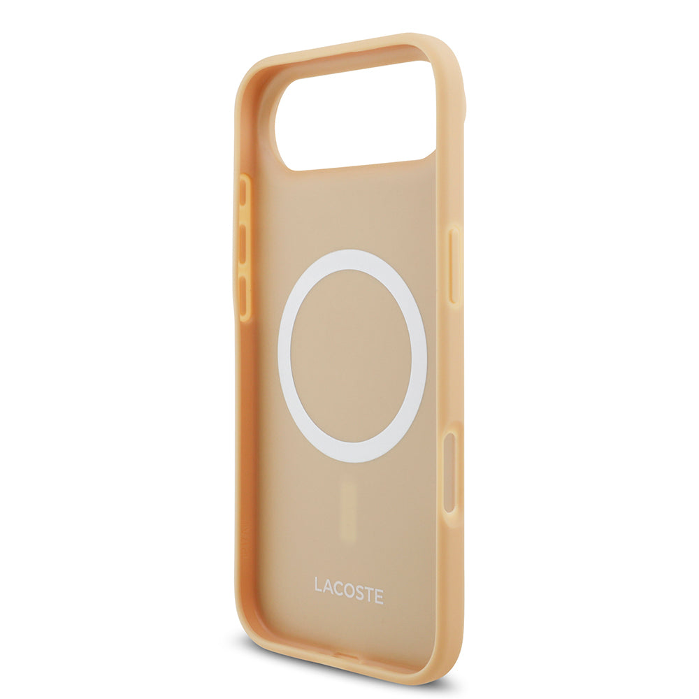 iPhone 17 Air Kılıf Lacoste Orijinal Lisanslı M-safe Şarj Özellikli PU Deri Tasarımlı Karışık Monogram Desenli Kılıf