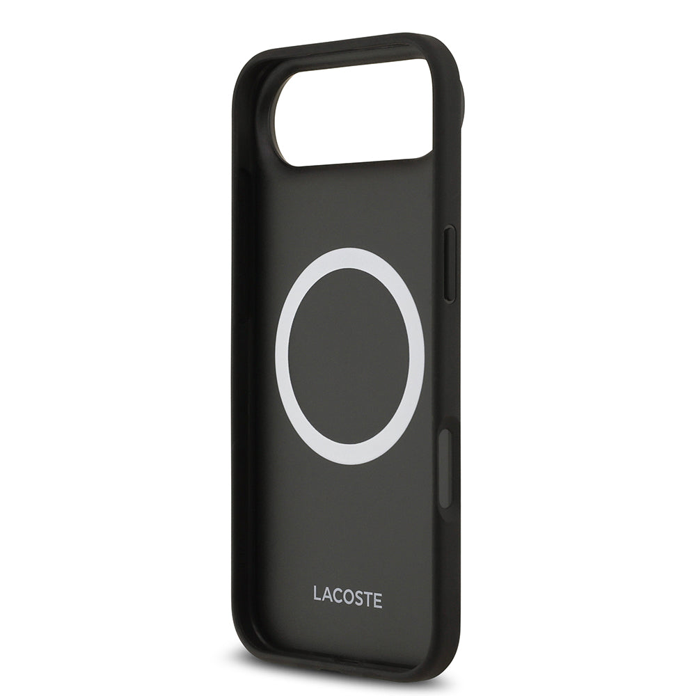 iPhone 17 Air Kılıf Lacoste Orijinal Lisanslı M-safe Şarj Özellikli PU Deri Tasarımlı Kartlıklı Karışık Monogram Desenli Kılıf