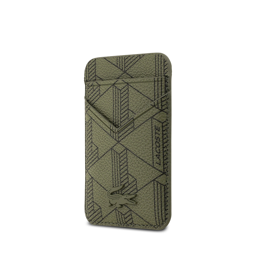 iPhone 17 Air Kılıf Lacoste Orijinal Lisanslı M-safe Şarj Özellikli PU Deri Tasarımlı Kartlıklı Karışık Monogram Desenli Kılıf