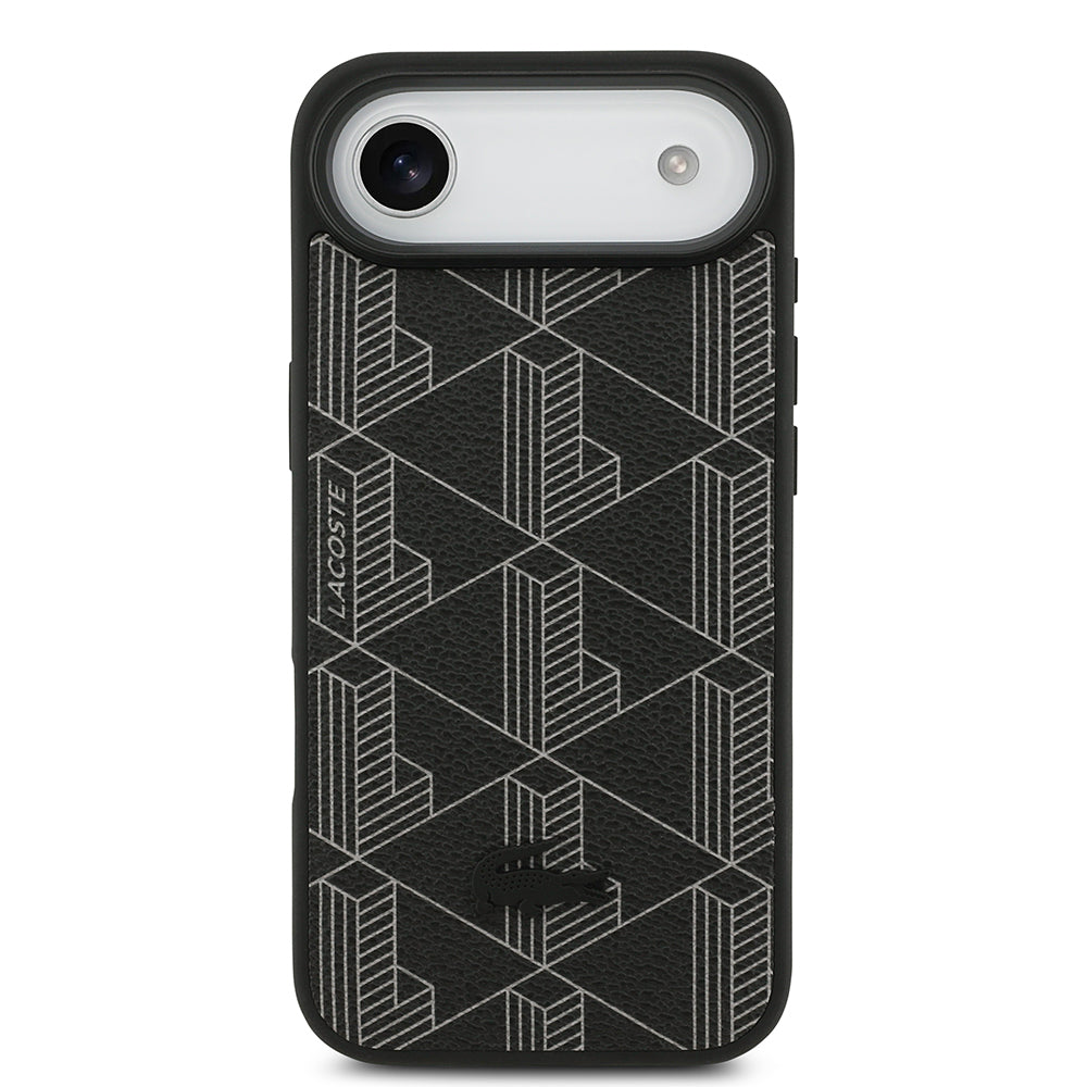 iPhone 17 Air Kılıf Lacoste Orijinal Lisanslı M-safe Şarj Özellikli PU Deri Tasarımlı Kartlıklı Karışık Monogram Desenli Kılıf