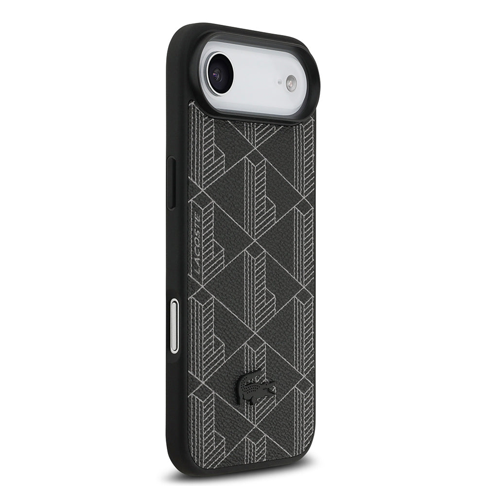 iPhone 17 Air Kılıf Lacoste Orijinal Lisanslı M-safe Şarj Özellikli PU Deri Tasarımlı Kartlıklı Karışık Monogram Desenli Kılıf