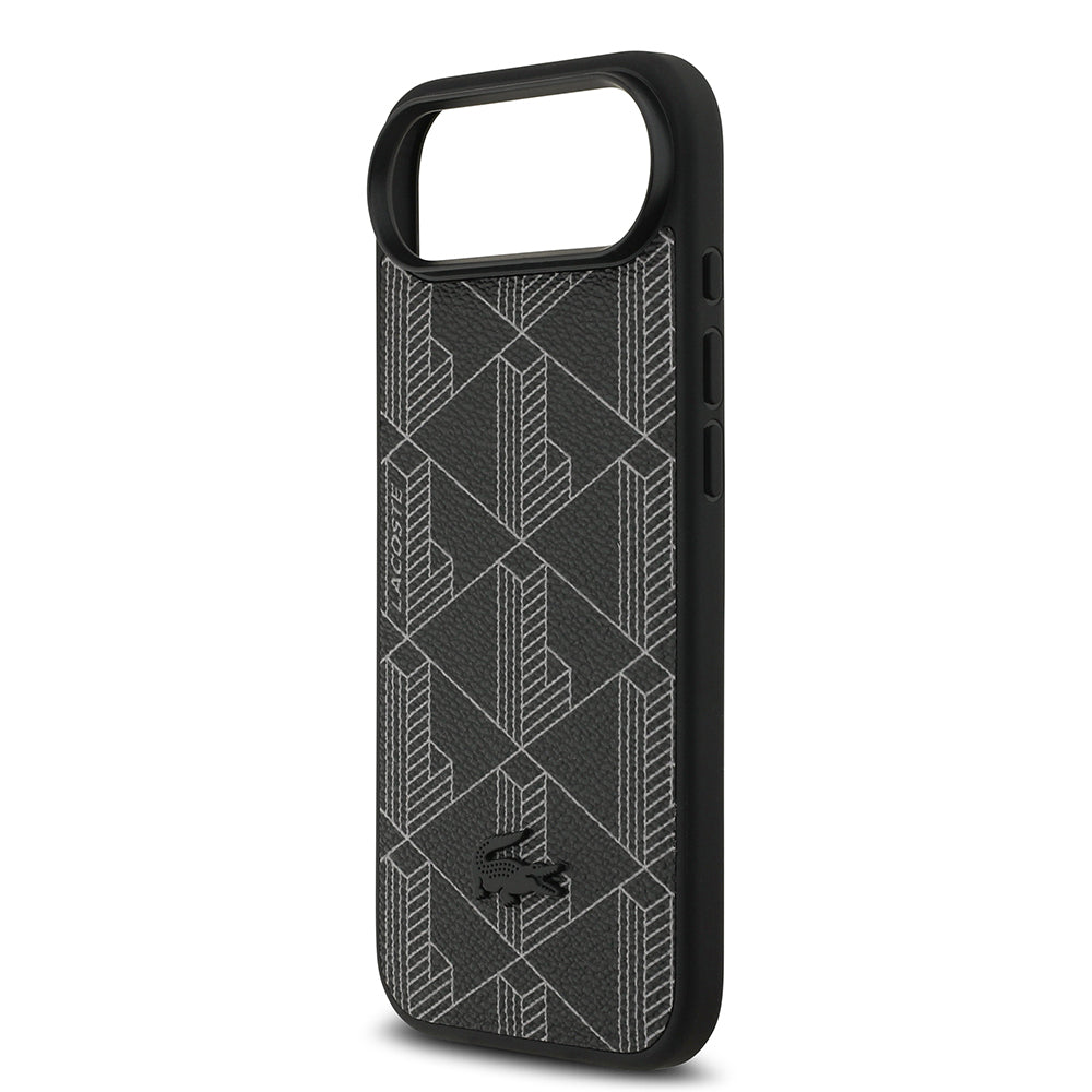 iPhone 17 Air Kılıf Lacoste Orijinal Lisanslı M-safe Şarj Özellikli PU Deri Tasarımlı Kartlıklı Karışık Monogram Desenli Kılıf