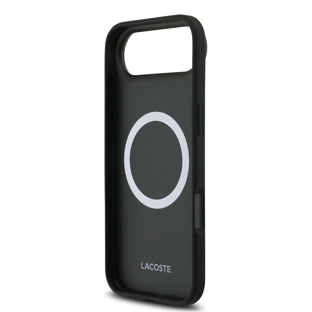 iPhone 17 Air Kılıf Lacoste Orijinal Lisanslı M-safe Şarj Özellikli PU Deri Tasarımlı Kartlıklı Karışık Monogram Desenli Kılıf