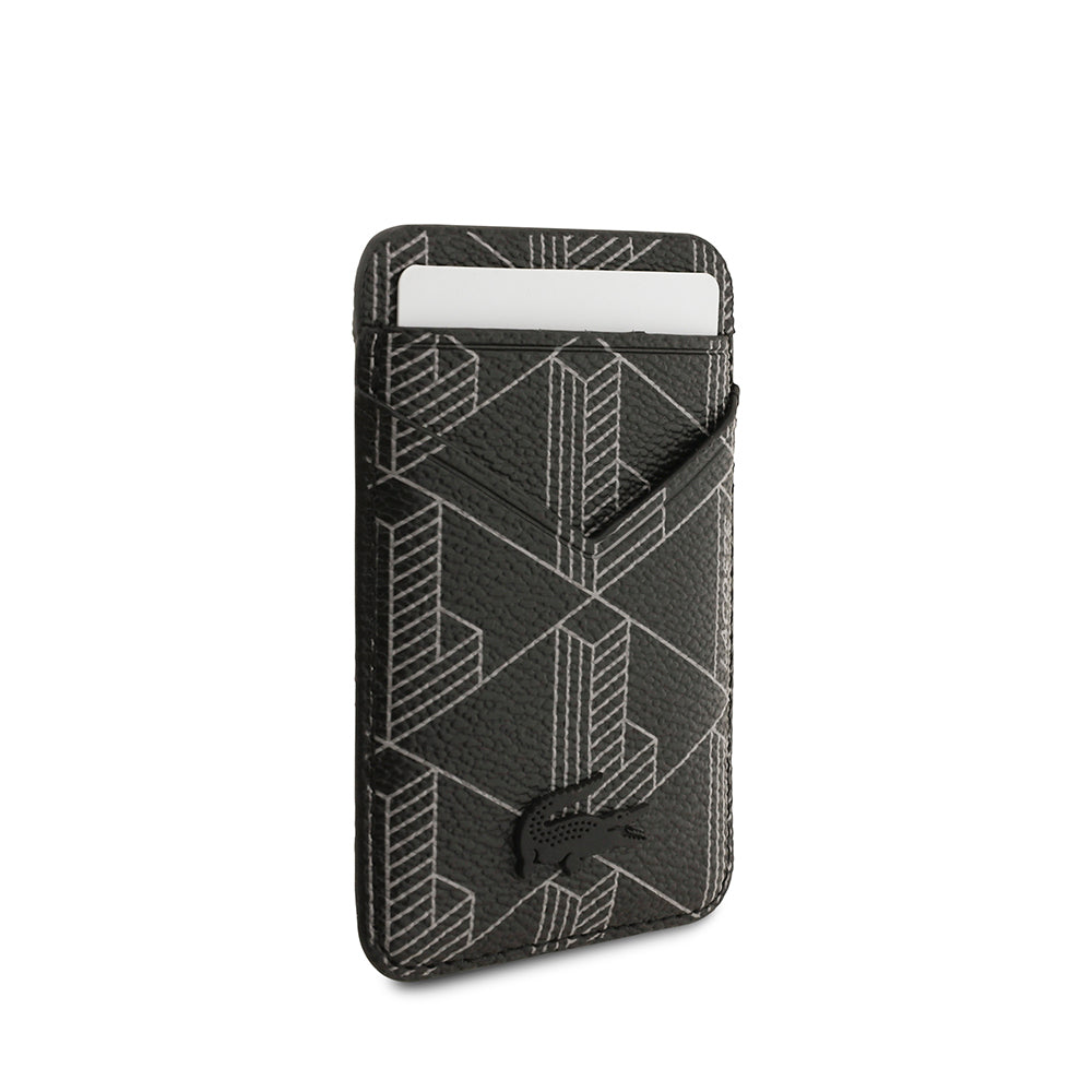 iPhone 17 Air Kılıf Lacoste Orijinal Lisanslı M-safe Şarj Özellikli PU Deri Tasarımlı Kartlıklı Karışık Monogram Desenli Kılıf