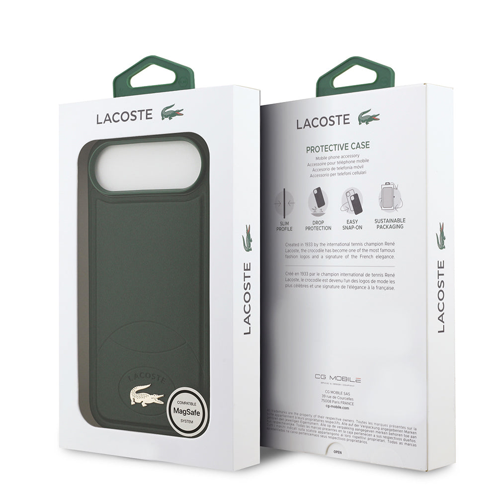 iPhone 17 Air Kılıf Lacoste Orijinal Lisanslı M-safe Şarj Özellikli PU Deri Tasarımlı Metal Logolu Kılıf