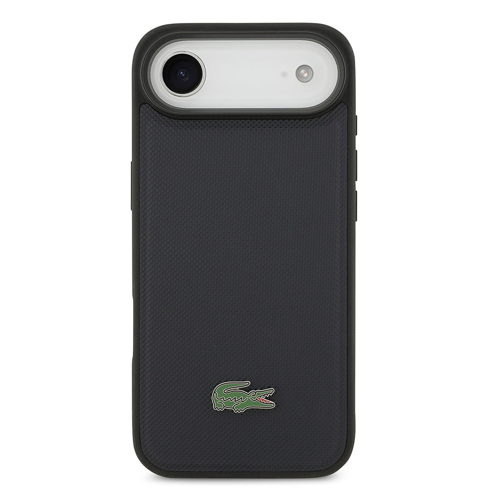 iPhone 17 Air Kılıf Lacoste Orijinal Lisanslı M-safe Şarj Özellikli PU Pike Desenli Metal Logolu Kartlıklı Kılıf