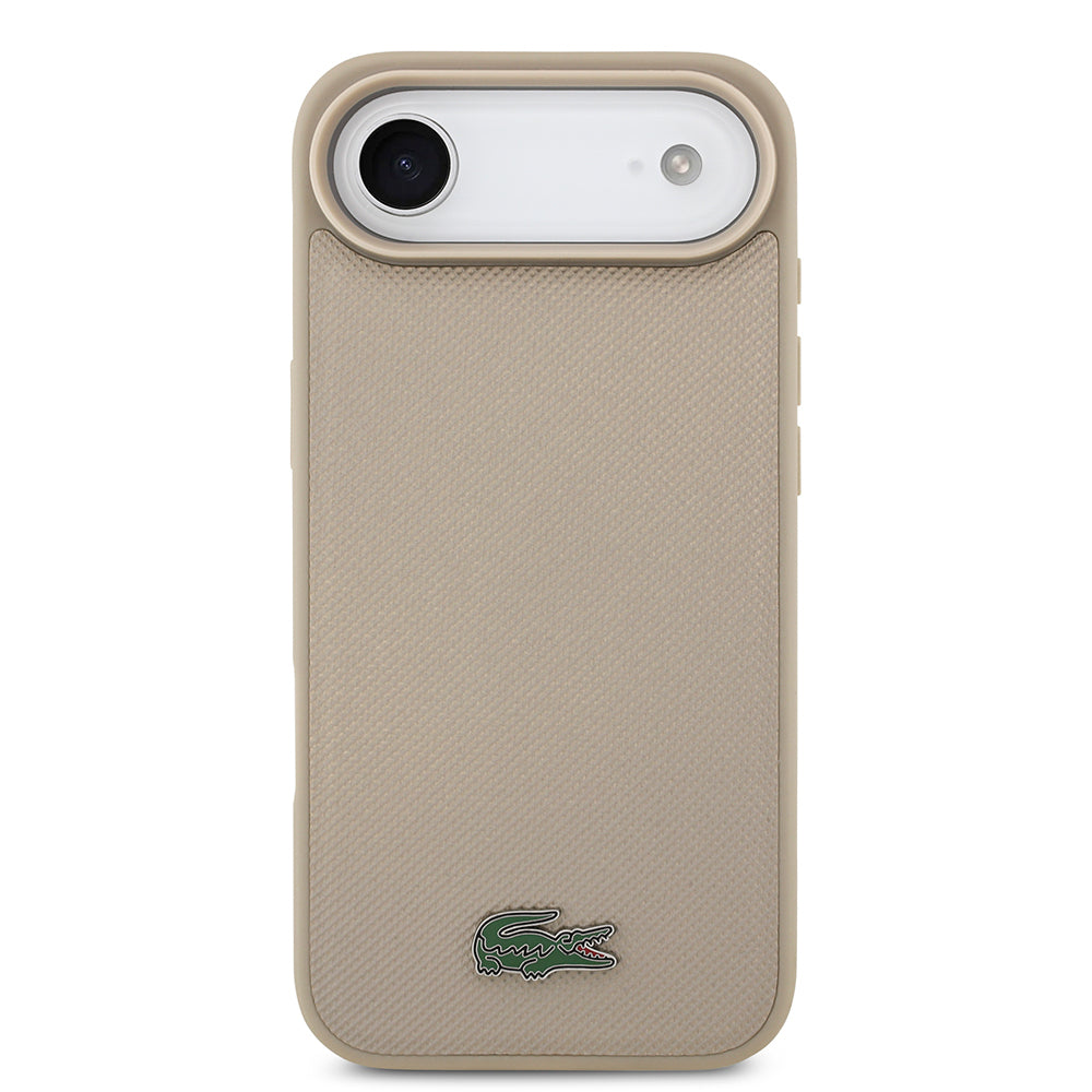 iPhone 17 Air Kılıf Lacoste Orijinal Lisanslı M-safe Şarj Özellikli PU Pike Desenli Metal Logolu Kartlıklı Kılıf