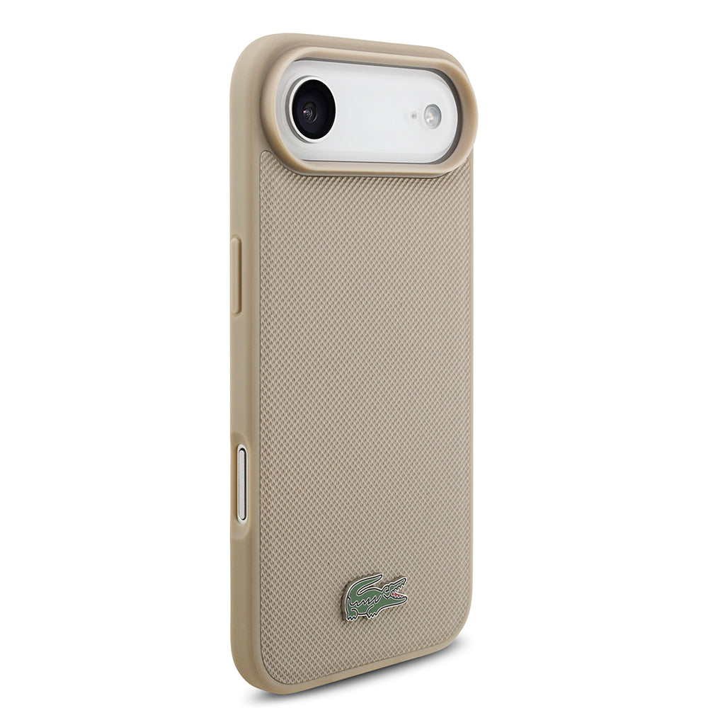 iPhone 17 Air Kılıf Lacoste Orijinal Lisanslı M-safe Şarj Özellikli PU Pike Desenli Metal Logolu Kartlıklı Kılıf