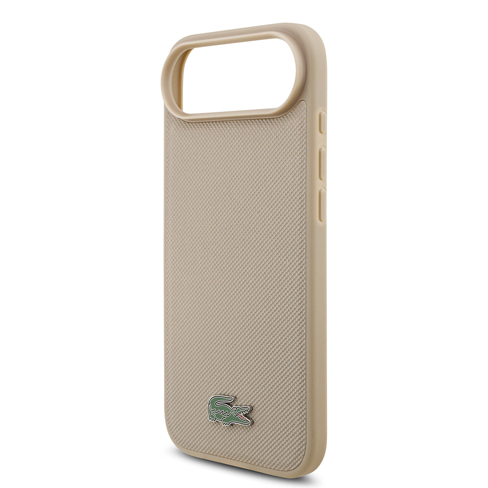iPhone 17 Air Kılıf Lacoste Orijinal Lisanslı M-safe Şarj Özellikli PU Pike Desenli Metal Logolu Kartlıklı Kılıf