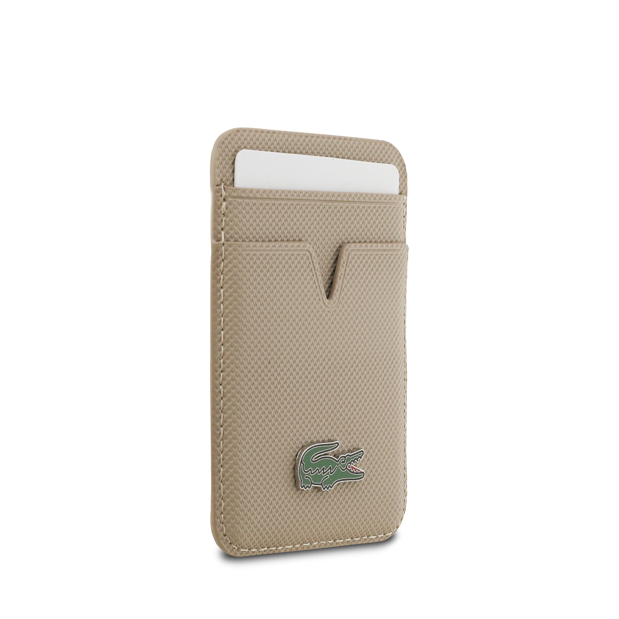iPhone 17 Air Kılıf Lacoste Orijinal Lisanslı M-safe Şarj Özellikli PU Pike Desenli Metal Logolu Kartlıklı Kılıf