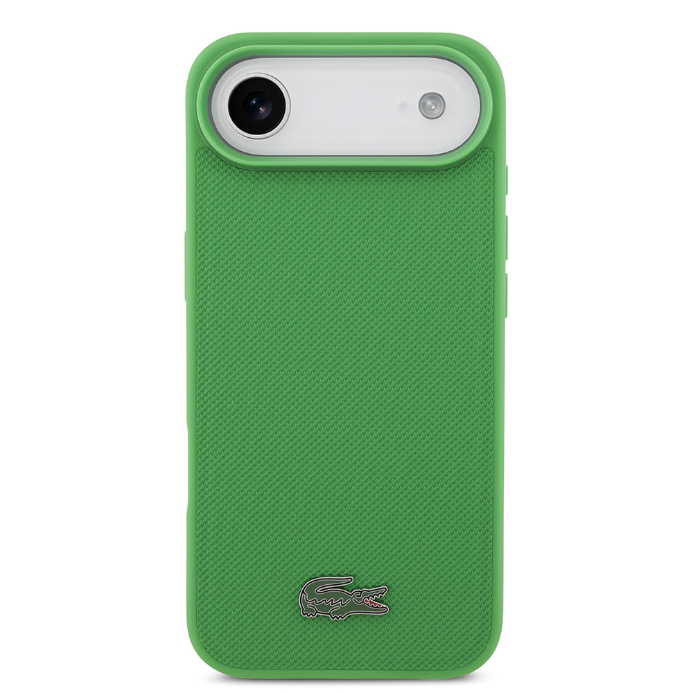 iPhone 17 Air Kılıf Lacoste Orijinal Lisanslı M-safe Şarj Özellikli PU Pike Desenli Metal Logolu Kartlıklı Kılıf