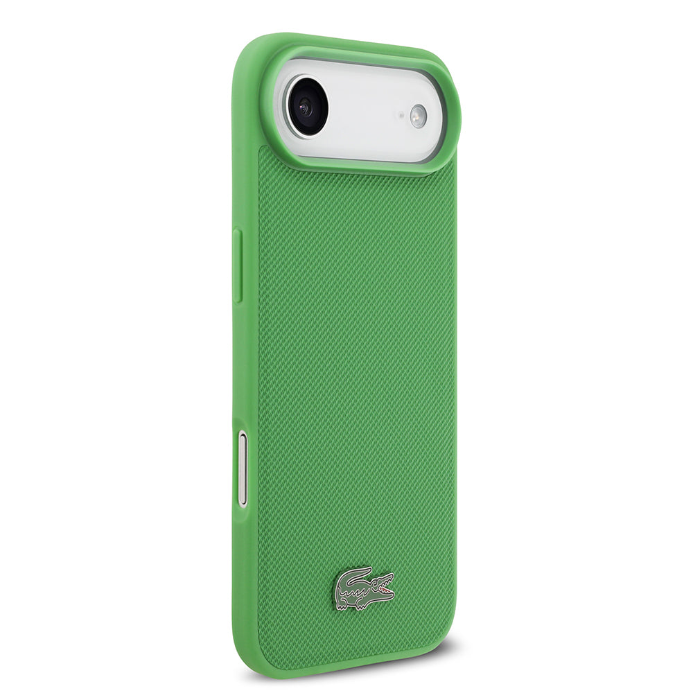 iPhone 17 Air Kılıf Lacoste Orijinal Lisanslı M-safe Şarj Özellikli PU Pike Desenli Metal Logolu Kartlıklı Kılıf