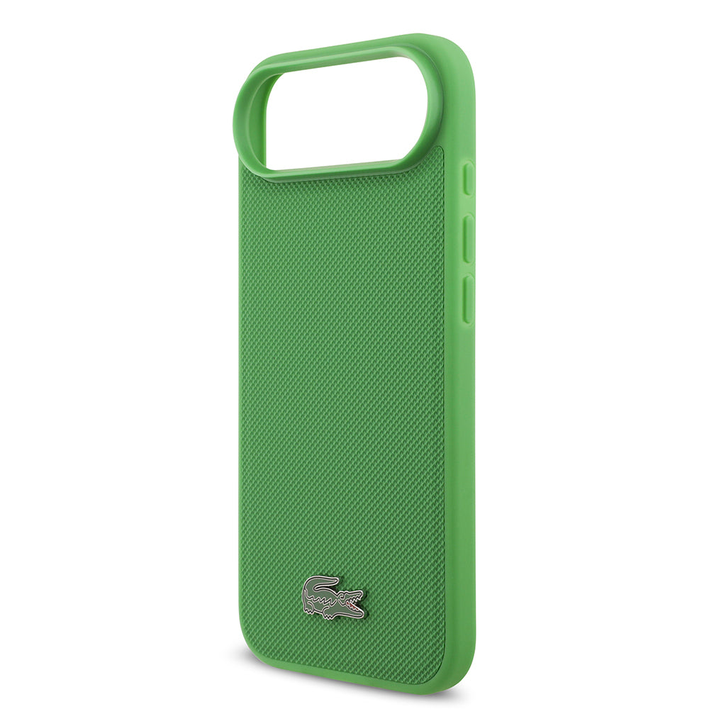 iPhone 17 Air Kılıf Lacoste Orijinal Lisanslı M-safe Şarj Özellikli PU Pike Desenli Metal Logolu Kartlıklı Kılıf